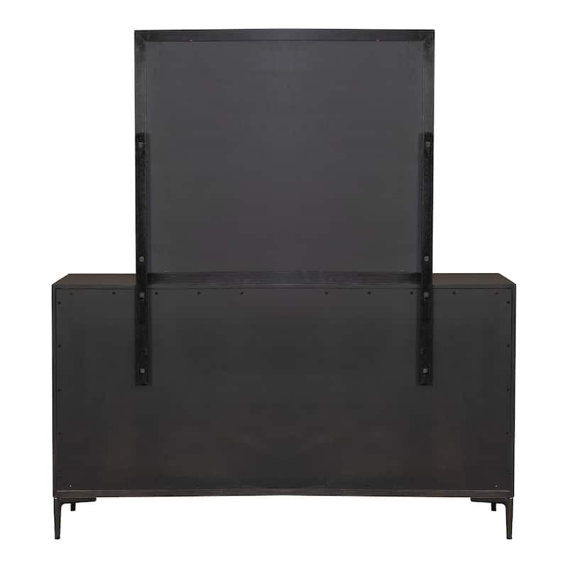 Furniture of America Fable Modern 2-Piece Solid Wood Dresser and Mirror Set