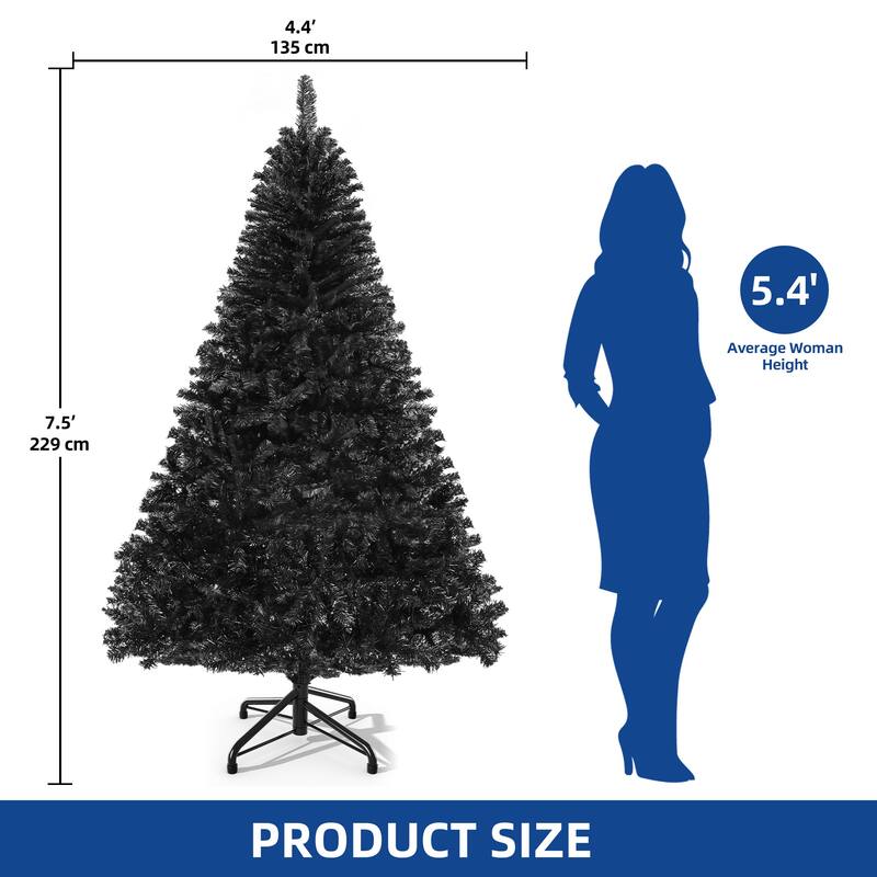 6/7.5FT Halloween Black Spruce Artificial Christmas Tree