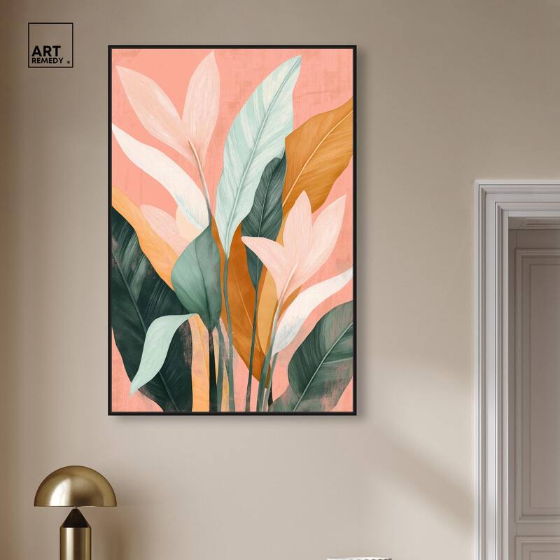 Peach and Palm Canvas by Art Remedy