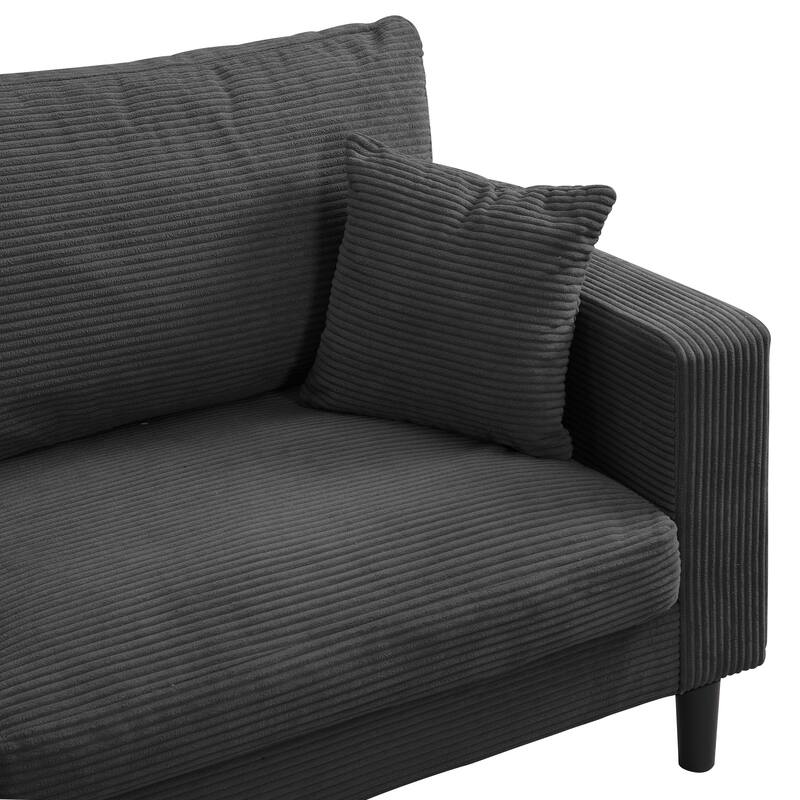 5-Seat Corduroy Sofa Set (3+2) with Sponge Cushions & Hardwood Frame