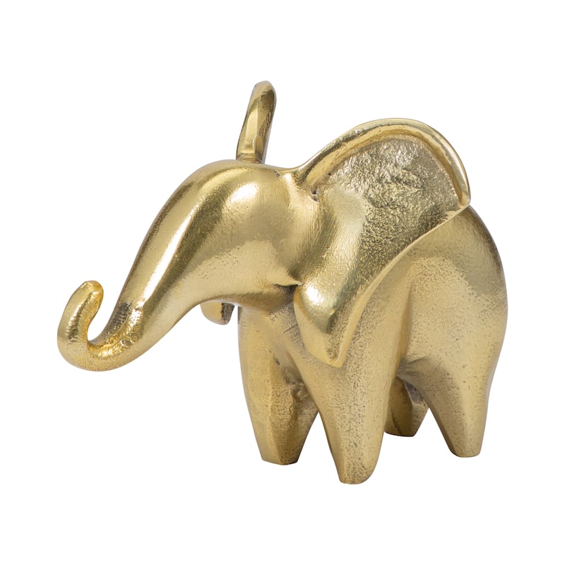 Sagebrook Home Splendid Gold Metal 7" Elephant Figurine, Animal Novelty Figurines, Solid Gold - 7" x 4" x 5"