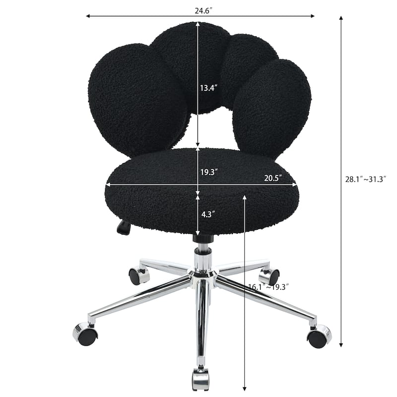 360°Swivel Height Adjustable Swivel Chair, Teddy Fabric, Home Office Chair