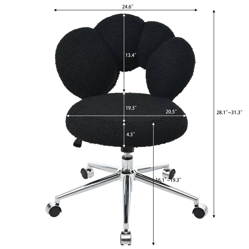 Criss Cross Chair with Wheels, Teddy Fabric Home Office Chair, 360°Swivel Height Adjustable Swivel Vanity Chair