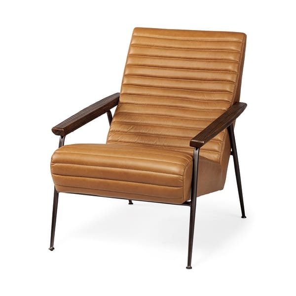 slide 1 of 24, Mercana Grosjean Leather Wrap Metal Frame Accent Chair 27.6L x 37.0W x 34.6H - Tan