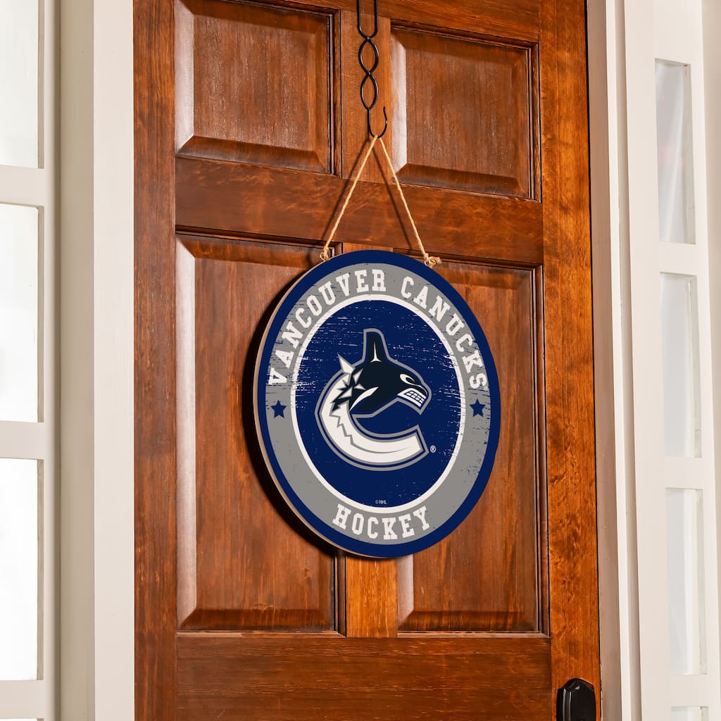 Vancouver Canucks Wooden Door Decor Wall Sign - Multi-Color
