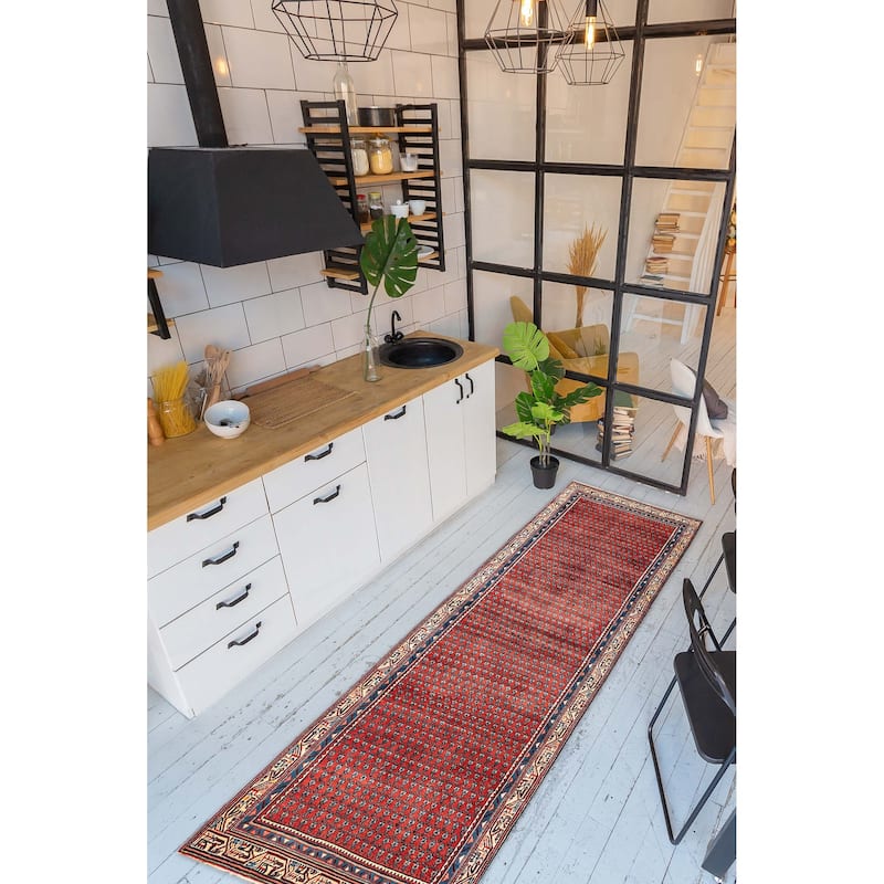 ECARPETGALLERY Hand-knotted Andelz Red Wool Rug - 3'4 x 9'7