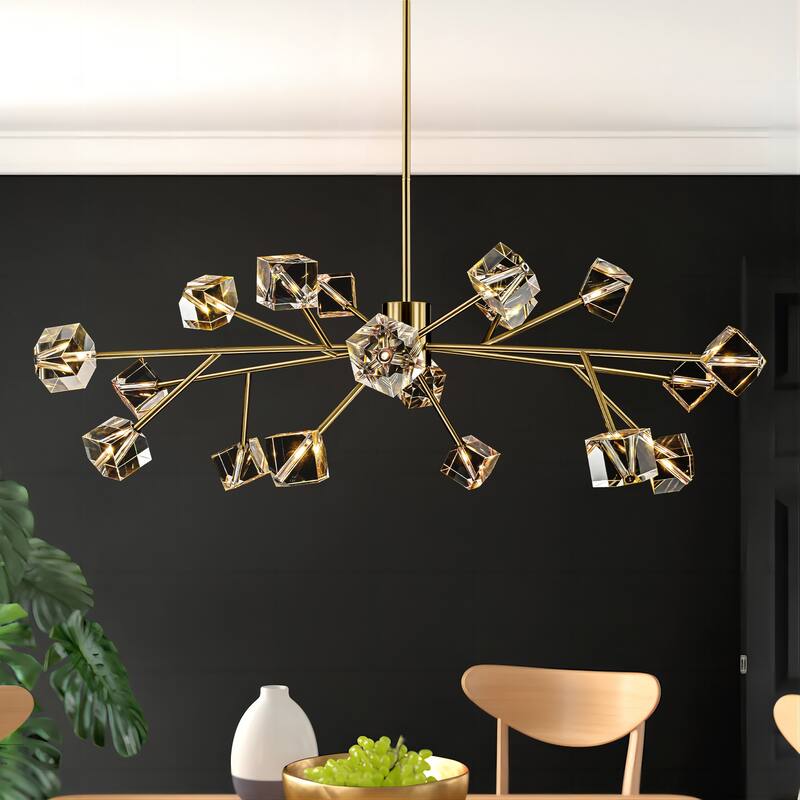 Black or Gold Big Large Modern Sputnik Crystal Chandelier for Living/ Dining Room/ Bedroom/ Foyer/ Kitchen