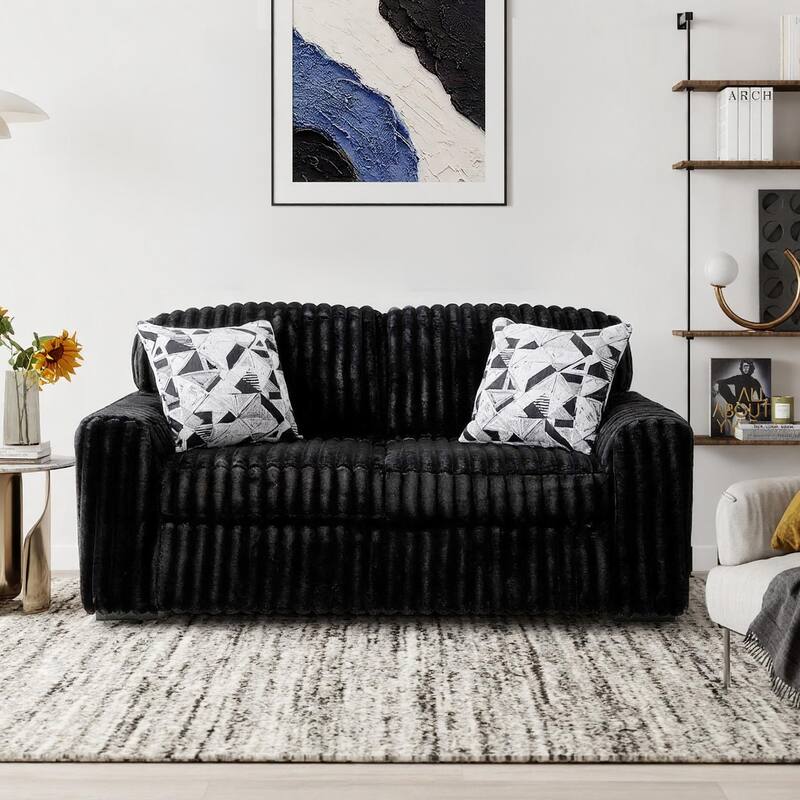 Roundhill Furniture Solenne 2-Piece Living Room Set, Oversized Sofa and Loveseat with Jumbo Corduroy Upholstery