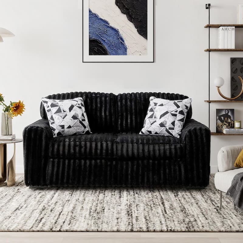 Roundhill Furniture Solenne Chair and Ottoman Set, Oversized Chair and Ottoman with Jumbo Corduroy Upholstery