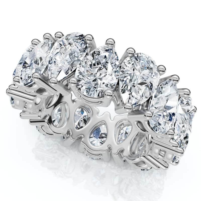 5.10Ct Pear Shape Diamond Eternity Womens Ring Gold Lab Grown Stackable Band