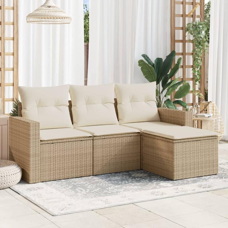 vidaXL Garden Sofa Set Beige - 25.8 x 24.4 x 27.2