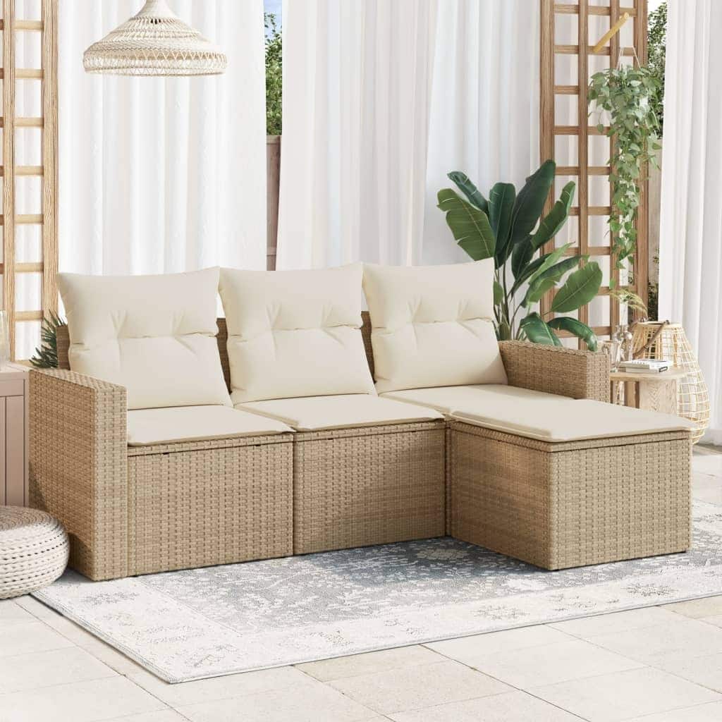 vidaXL Garden Sofa Set Beige - 25.8 x 24.4 x 27.2