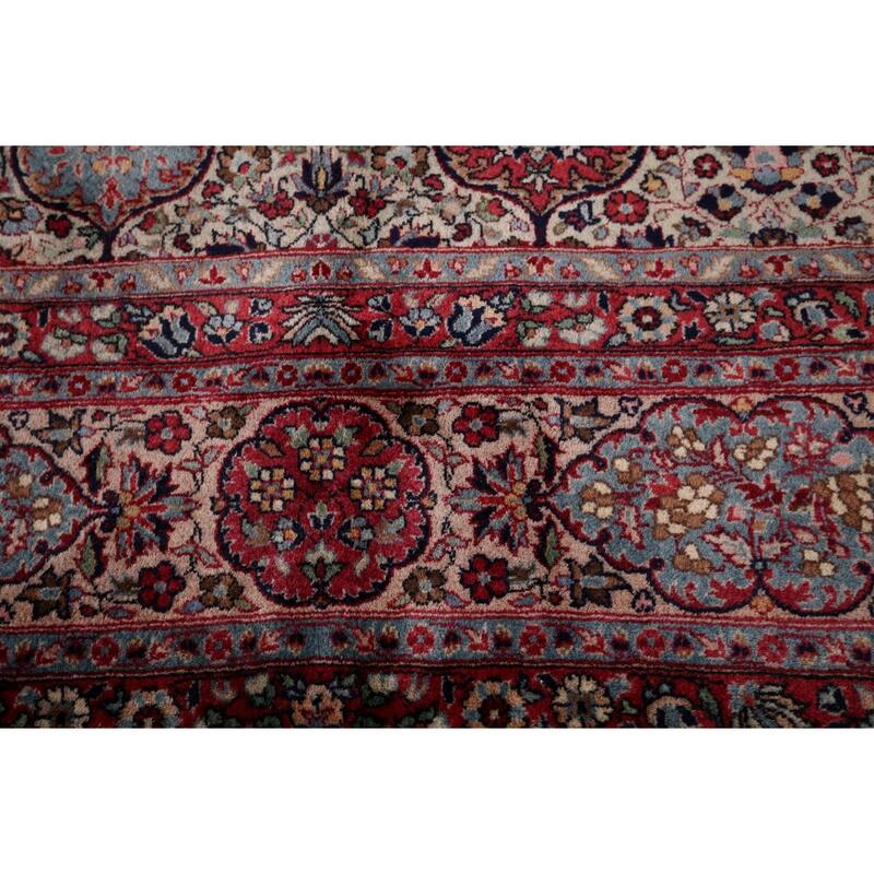 Vegetable Dye Agra Indian Antique Area Rug Hand-Knotted Wool Carpet - 9'1" x 12'2"