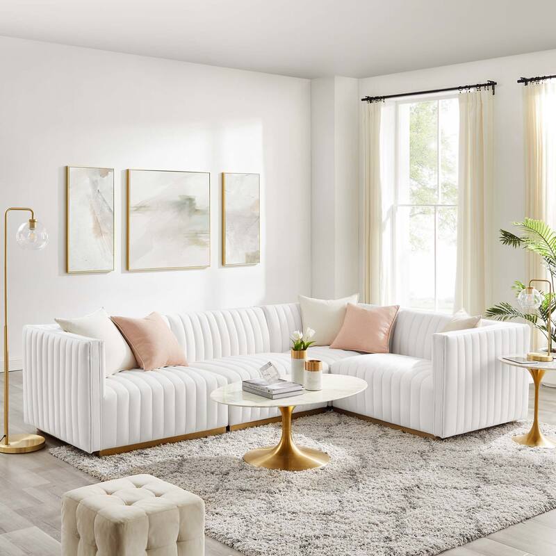 Conjure Channel Tufted Performance Velvet 4-Piece Sectional