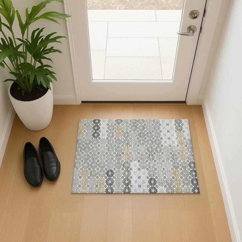 Premium Washable Super Soft Whimsy Mosaic Mayfield Rug - Gray - 1'8" x 2'6"