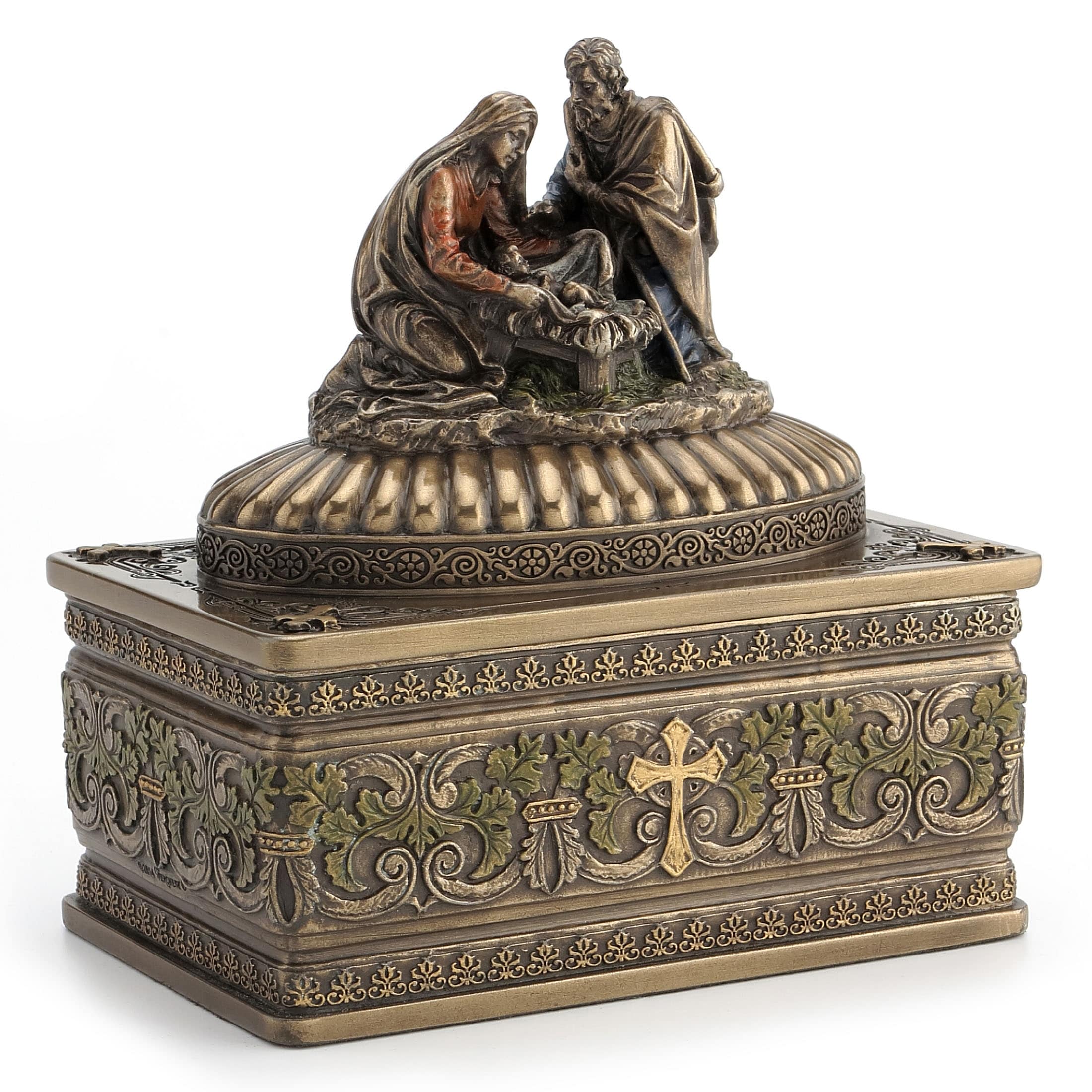 4.92 in H Nativity Trinket Box, Poly Resin