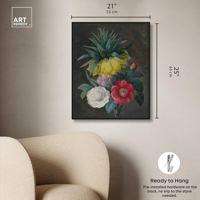Four Peonies and a Crown Canvas by Art Remedy