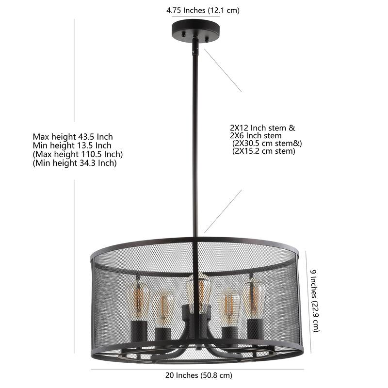 SAFAVIEH Lighting Kane Adjustable 5-light LED Brass Pendant - 20"W x 20"D x 44"H