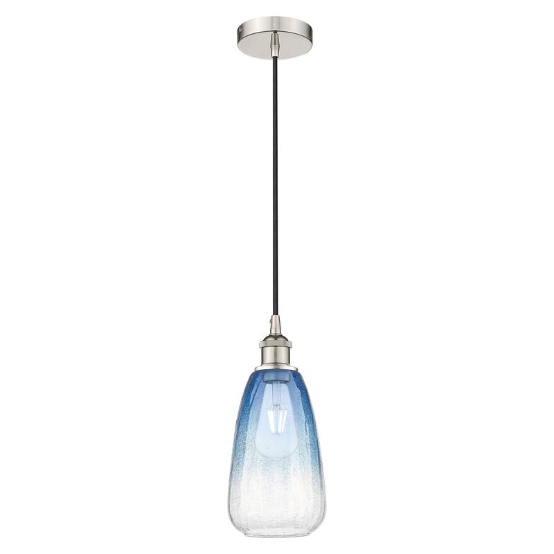 Innovations Lighting Endless Possibilities Edison - Brookhaven Almond - 1 Light 6" Cord Hung Mini Pendant - Polished Nickel/Sapphire Blue