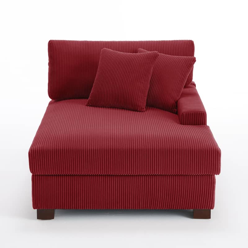 Corduroy Chaise Lounge Chair Upholstered Indoor Lounger Sofa