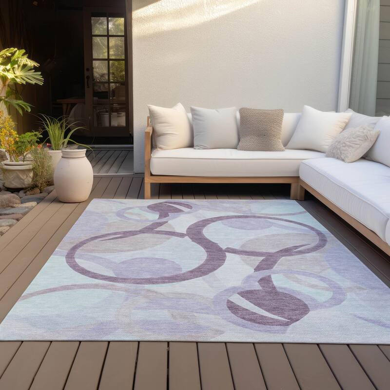 Machine Washable Indoor/Outdoor Contemporary Deco Chantille Rug - Plum - 5' x 7'6"