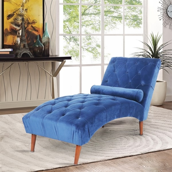 Modern Chaise Lounge for Bedroom Office Living Room Velvet Fabric Bed