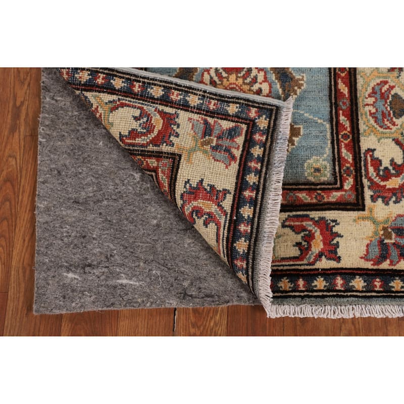 Light Blue Kazak Oriental Runner Rug Hallway Handmade Wool Carpet - 2'1" x 5'7"