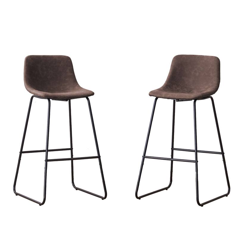 FERPIT Faux Shearling Counter Height Bar Stools Set of 2, Upholstered Bar Stools with Footrest