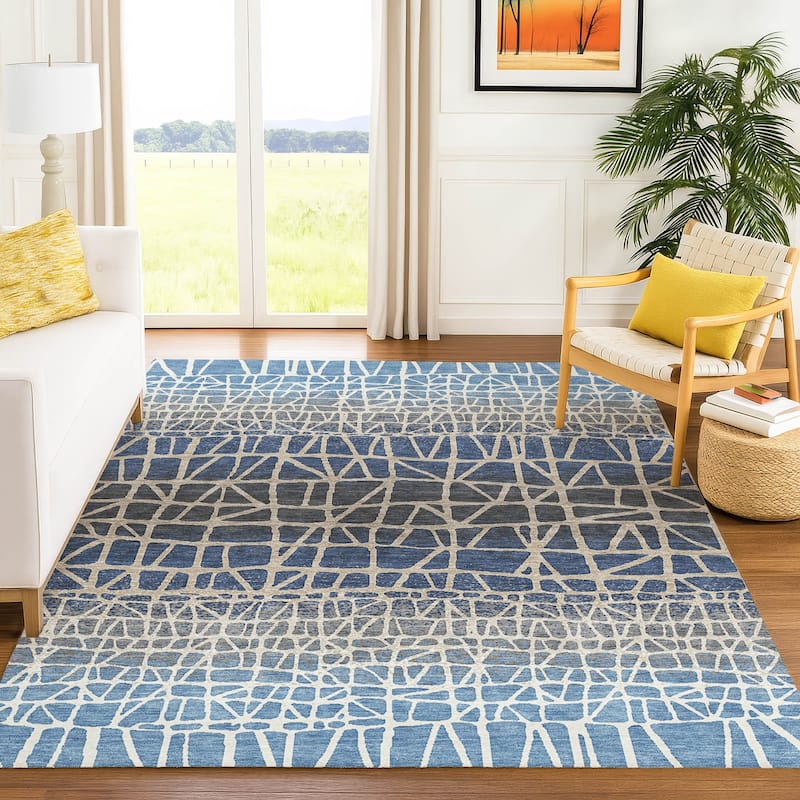 Machine Washable Indoor/ Outdoor Boho Global Chantille Rug