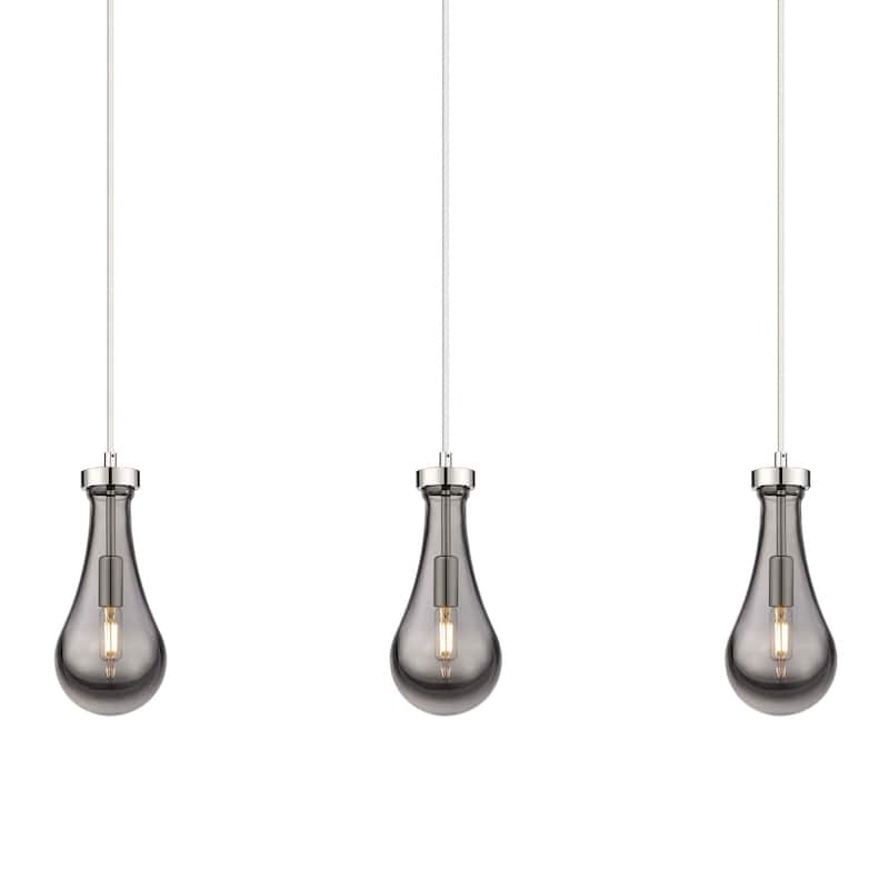 Innovations Lighting 123-451-1P-12-37 Owego Pendant Owego 3 Light 37" - Polished Nickel / Light Smoke