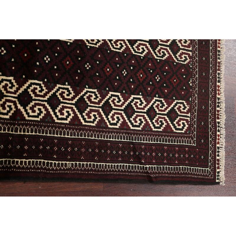 Traditional Geometric Persian Balouch Wool Area Rug Handmade Carpet - 2'6" x 3'11"