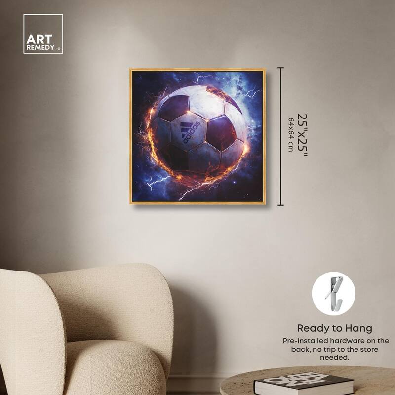 Electrify Soccer Ball Canvas by Art Remedy