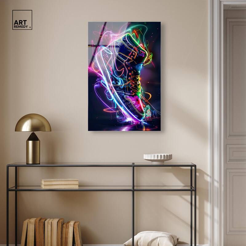 Bright Lights Sneaker Acrylic by Art Remedy, Ready to Hang