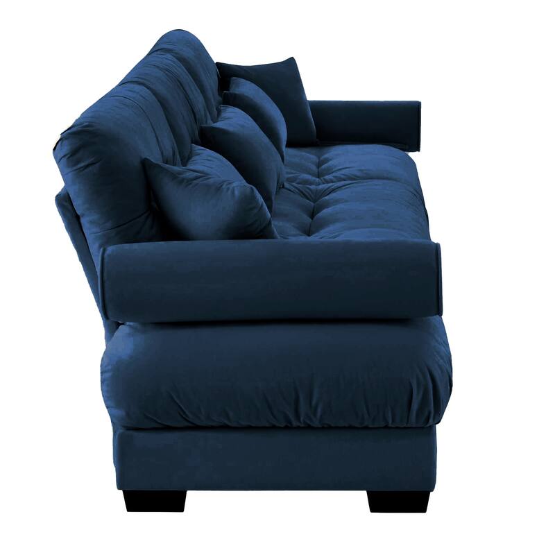 Extra Large 3-Seat Modern Sofa with Waist Pillows & Throw Pillows