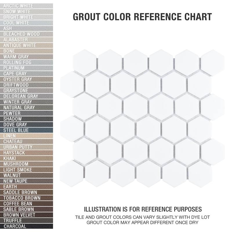 Merola Tile Hudson Due 2" Hex Matte White 10-7/8" x 12-5/8" Porcelain Mosaic Floor and Wall Tile