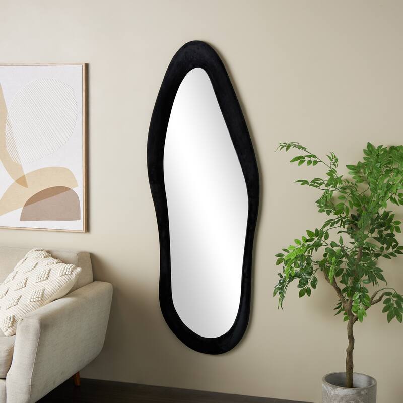 Velvet Abstract Wavy Wall Mirror - Black or White - Roche River Decor
