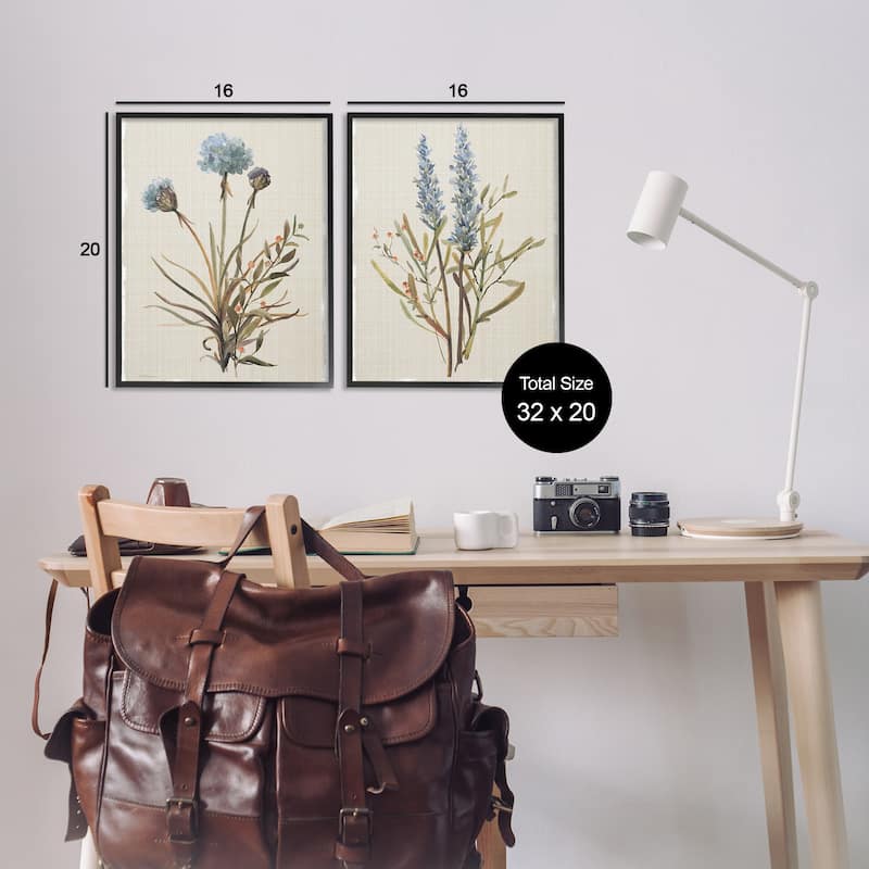 Stupell Natural Budding Blooms Framed Giclee Art Design By Carol Robinson (Set of 2)