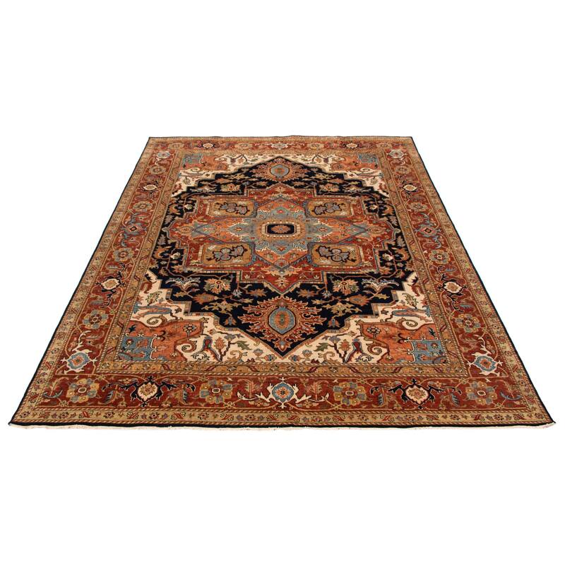 ECARPETGALLERY Hand-knotted Jules Sultane Dark Navy Wool Rug - 8'9 x 11'10