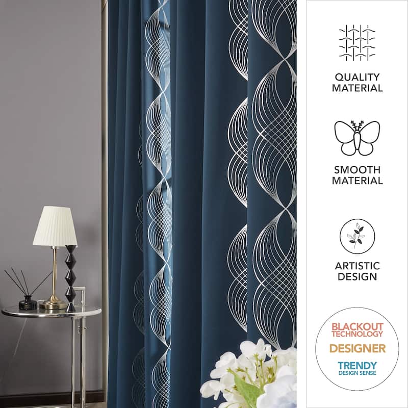 Deconovo Blackout Silver Wave Curtains(2 Panel)