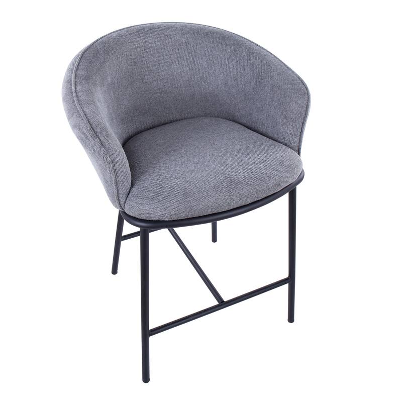 Porch & Den Kacie Counter Stool in Black Steel and Fabric - Set of 2