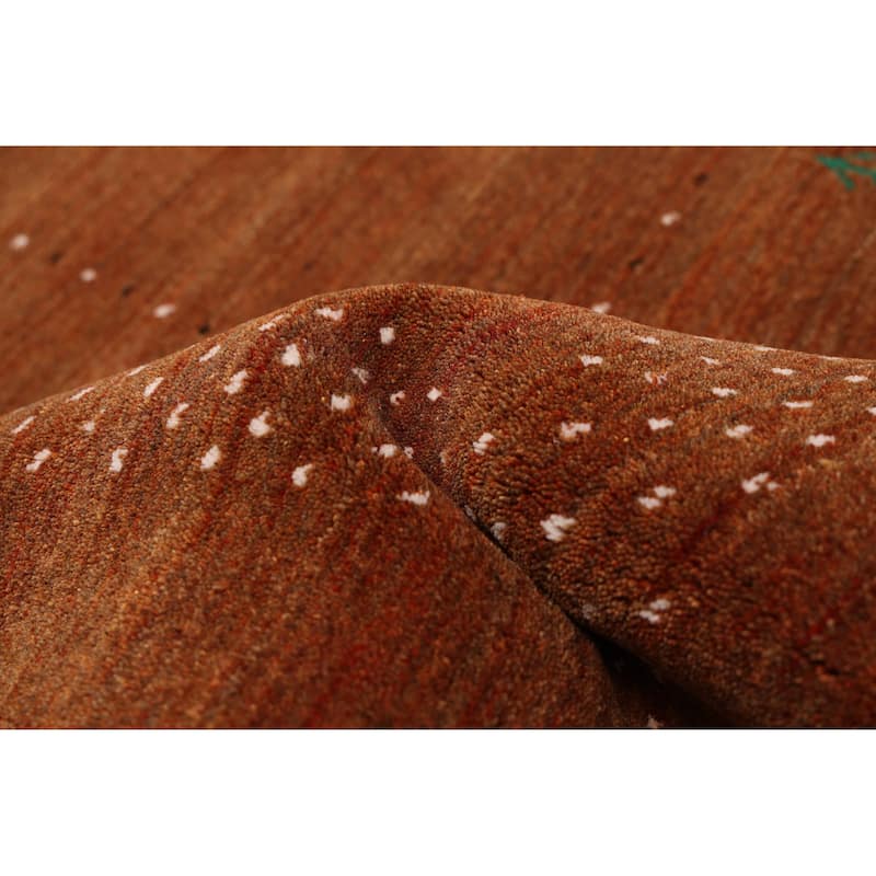 ECARPETGALLERY Hand Loomed Kashkuli Gabbeh Burnt Orange Wool Rug - 5'0 x 7'8