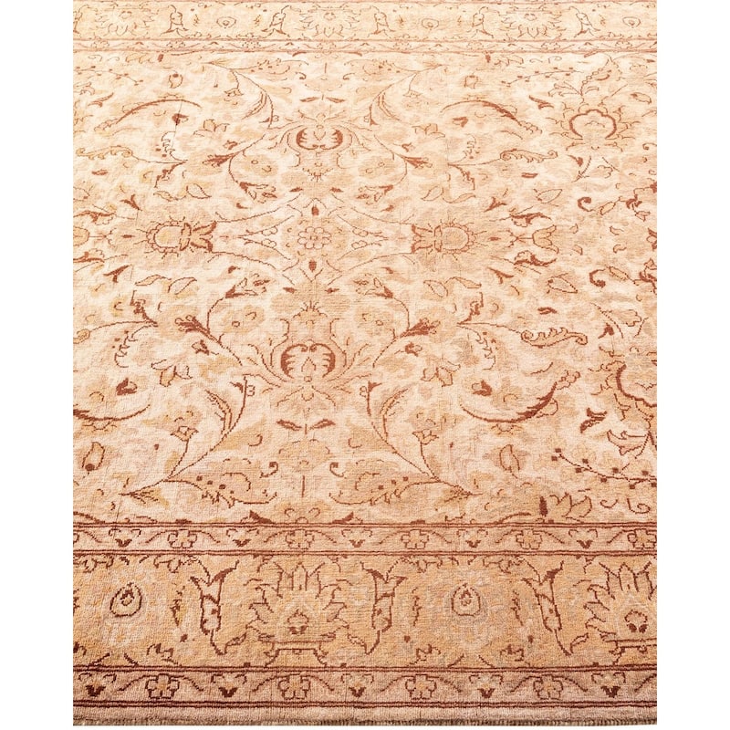 Overton Hand Knotted Wool Vintage Inspired Modern Contemporary Overdyed Beige Area Rug - 4' 2" x 6' 3"