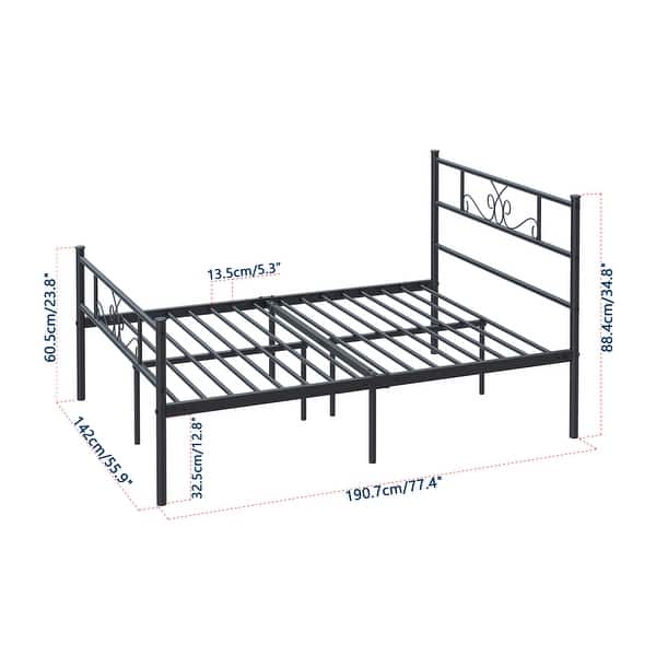Easytoassemble Metal Bed Frame Platform Mattress Foundation with Headboard ,Underbed Storage
