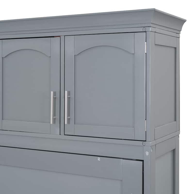 Storage Murphy Bed with Top Cabinets, Flip Horizontal