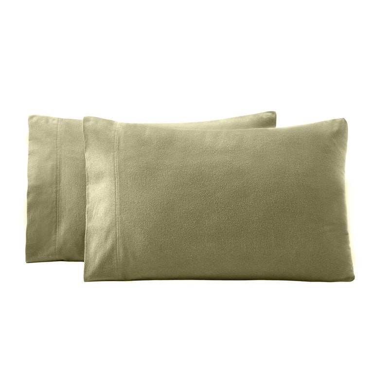 Superior Solid Flannel Cotton Fuzzy Pillowcases, Set of 2