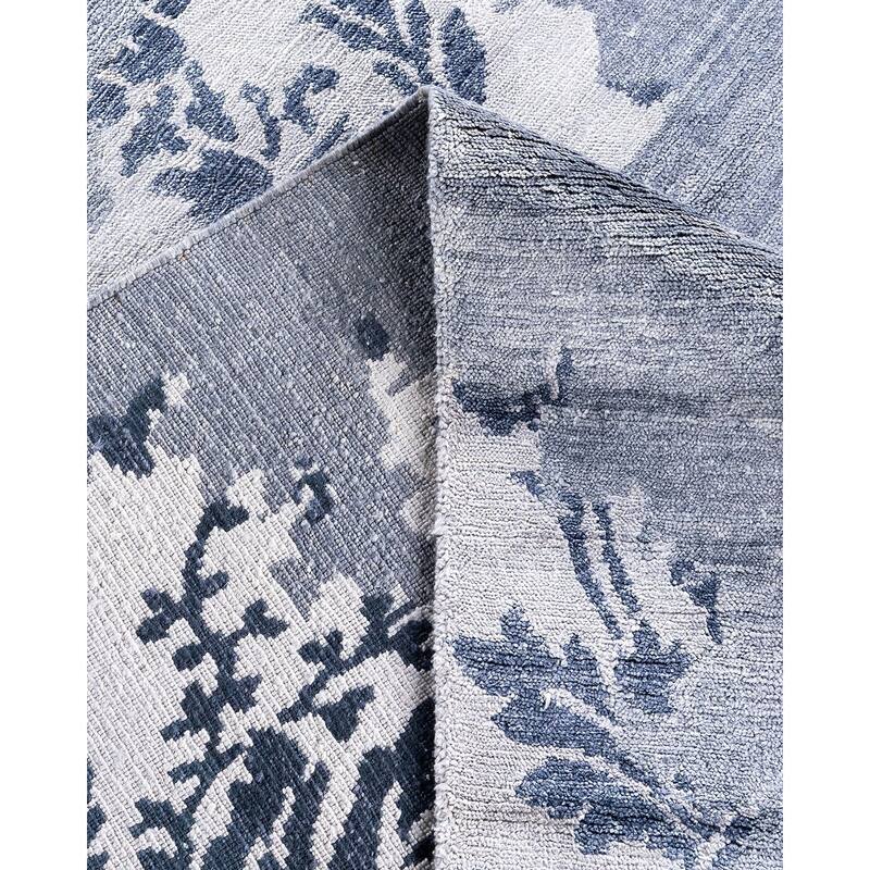 Modern One-of-a-Kind Hand-Knotted Area Rug, Blue - 9' 2" x 12' 4"