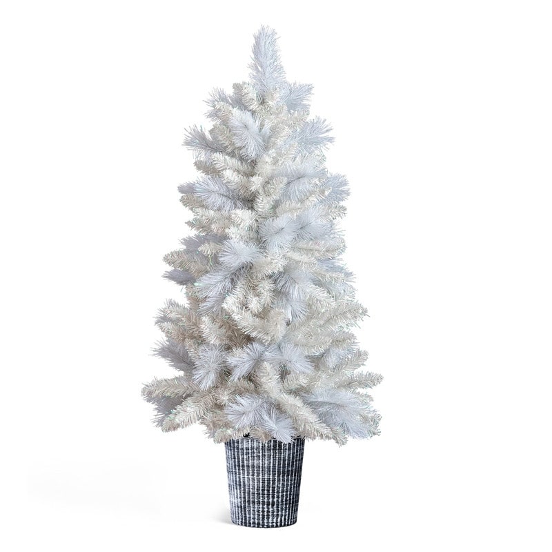 4 FT White Artificial Christmas Tree with Pot Stand, Potted Xmas Pine Tree with 200 Branch Tips for Holiday Party Office Home
