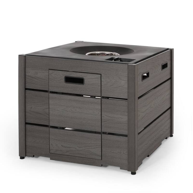 Roomfitters Outdoor Square Propane Fire Pit Table, 31'' WPC Base Gas Fireplace with 40,000 BTU Burner and Lava Rocks