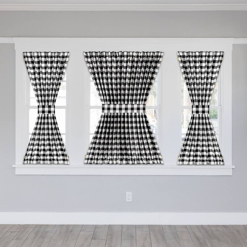 Buffalo Check Rod Pocket Door Panel and Tieback