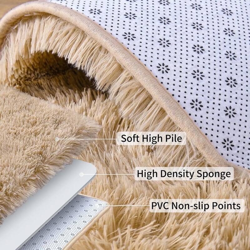 Living Room Bedroom Super Soft Pile Area Rug, Modern Shaggy Rugs, Non-Slip Pile Rugs for Kids